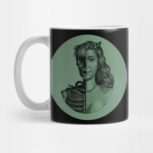 Halloween Skeleton Beauty Memento Mori, Black and Sage Style Mug